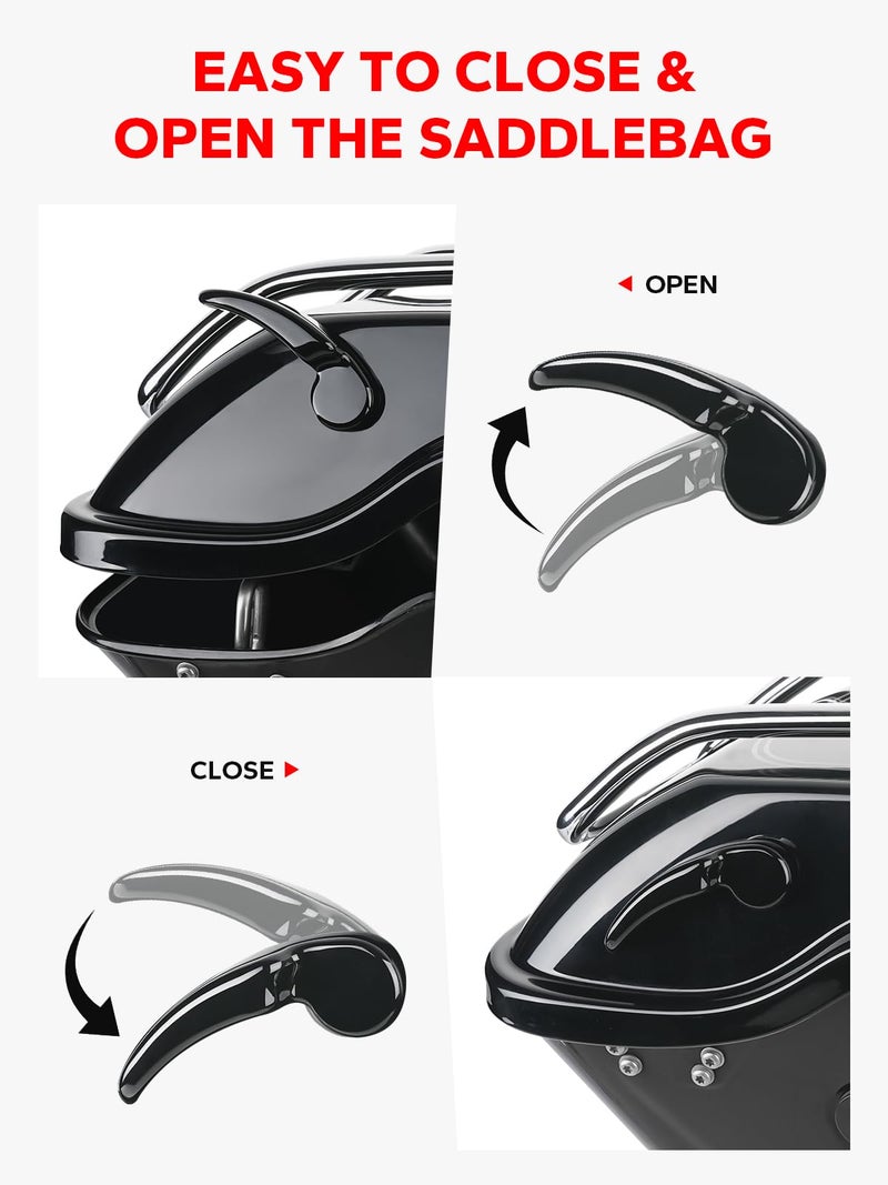 Amazicha Saddlebag Latch Kit Stainless Steel Saddle Bag Lifter Gloss Black fit for Harley Davidson Touring Street Glide Electra Glide Road King Road Glide Ultra Limited FLHR FLHT FLHX FLHTK 2014-2024 - Image 5